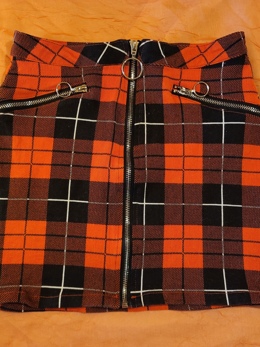 Signature8 Red and Black Plaid Zip Skirt